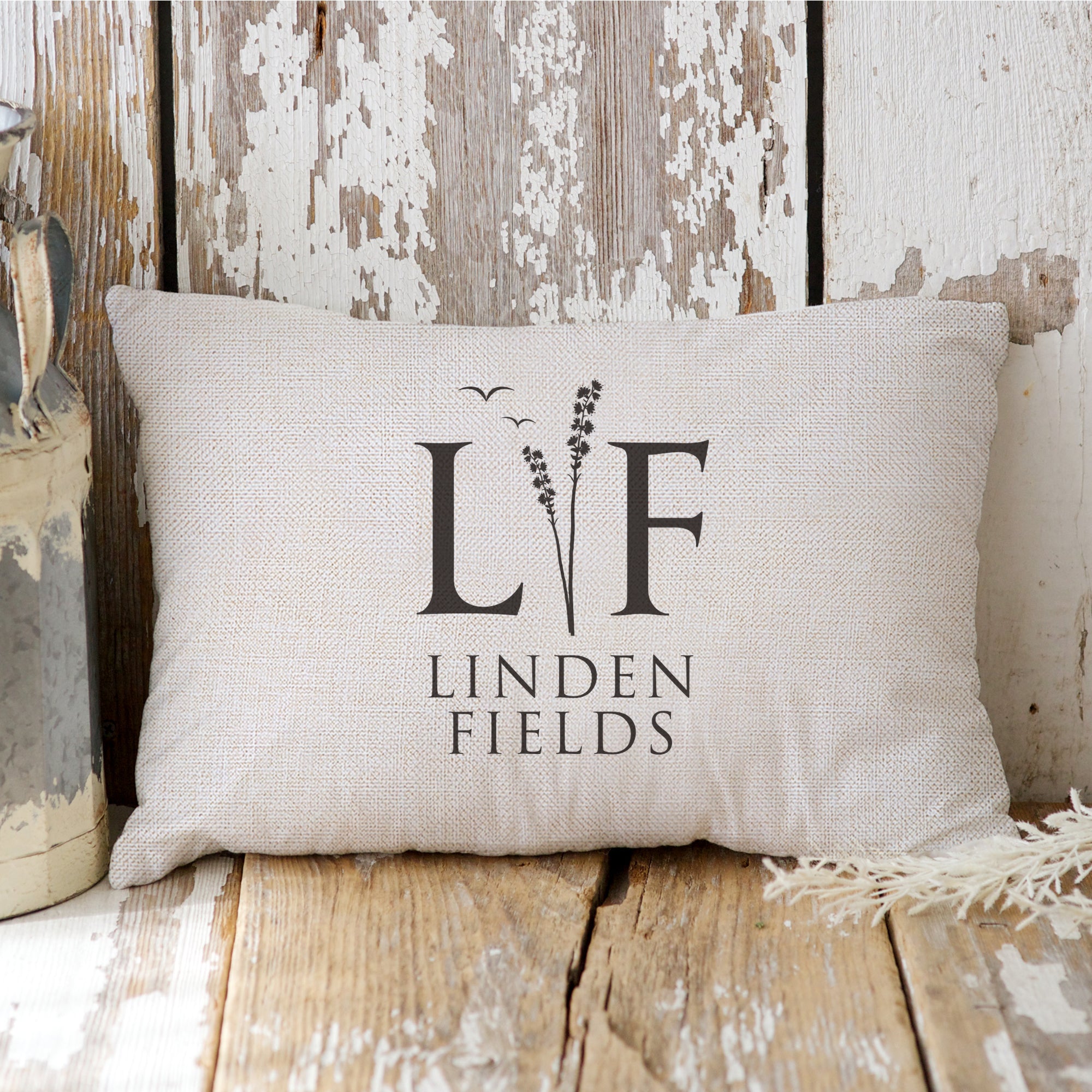 Personalized Monogram Pillow Cover in White, Monogram Lumbar